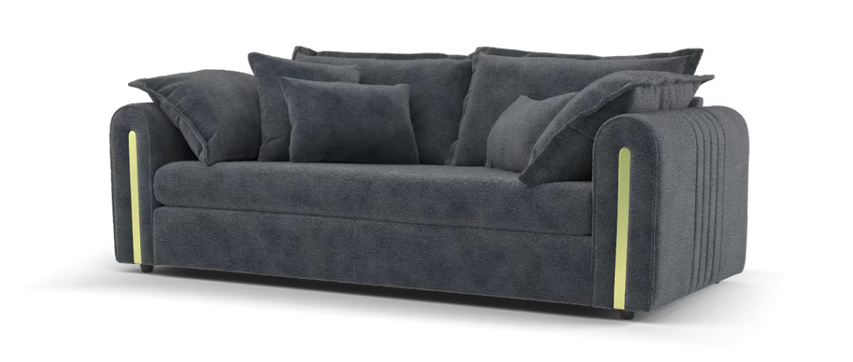 Sofology Savoy Fabric 3 Seater Gold Trim in Soft Boucle Midnight