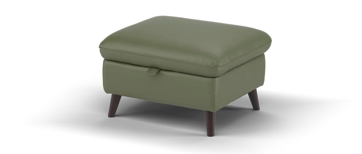 Sofology Jax Leather Designer Footstool in Trusty Embossed Dark Olive