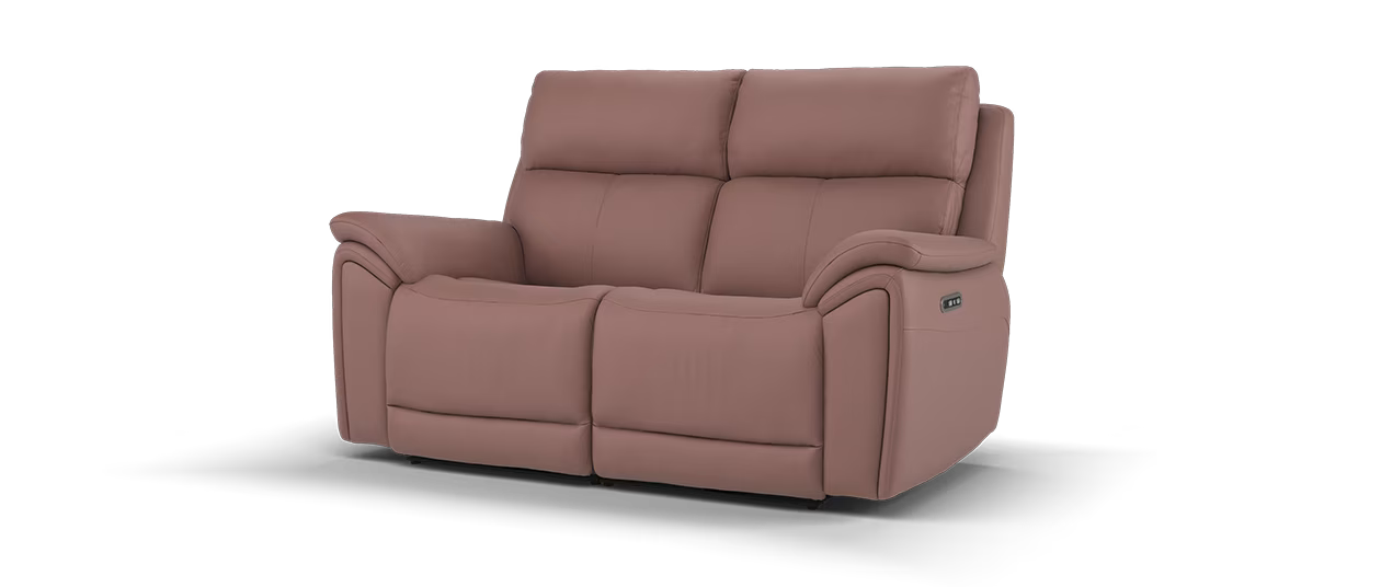 Sofology Atlanta 2 Seater Power Recliner/Headrest in Soft Matt Leather OxBlood