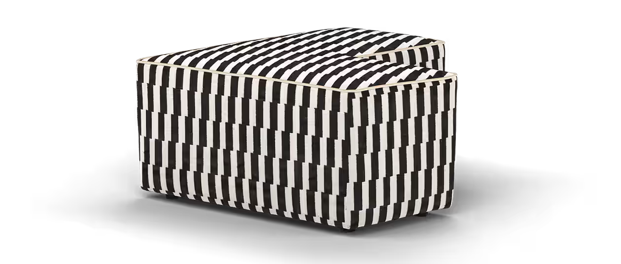 Sofology Atelier Fabric Designer Footstool in Broken Stripe Monochrome