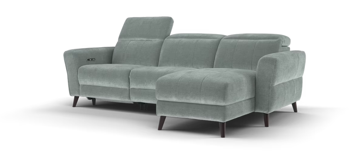 Sofology Jax Fabric 4 Seater Chaise Power Recliner/Headrest in Relaxed Chenille Charcoal