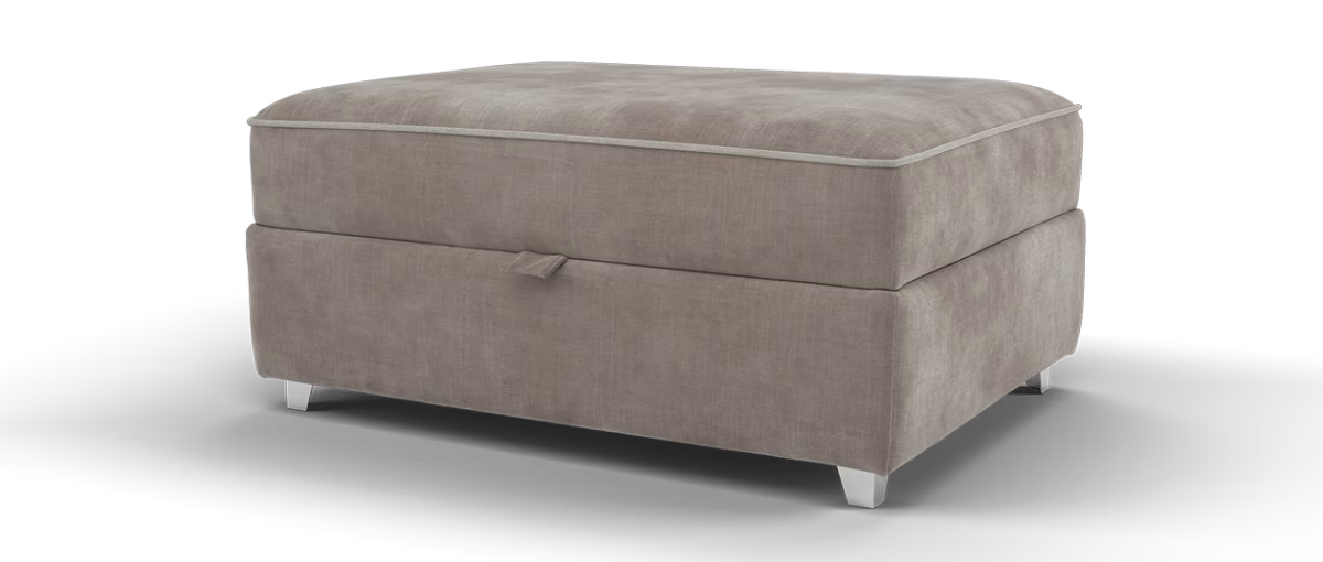 Sofology Remy Fabric Large Storage in Soft Chenille Wicker With Natural Contrast Piping
