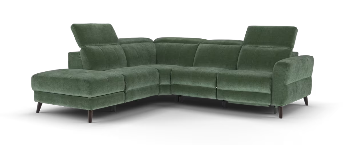 Sofology Jax Fabric Chaise 1.5 Corner 3 Power Recliner/Headrest with Storage in Relaxed Chenille Pine