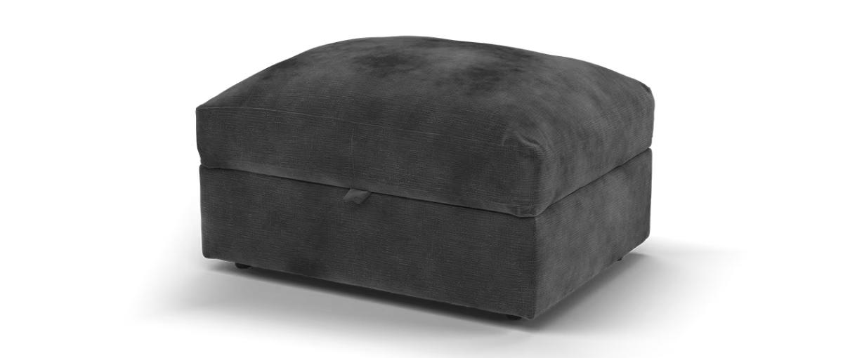Sofology Moderna Fabric Storage Footstool Extra Flex Interior in Soft Slub Chenille Anthracite