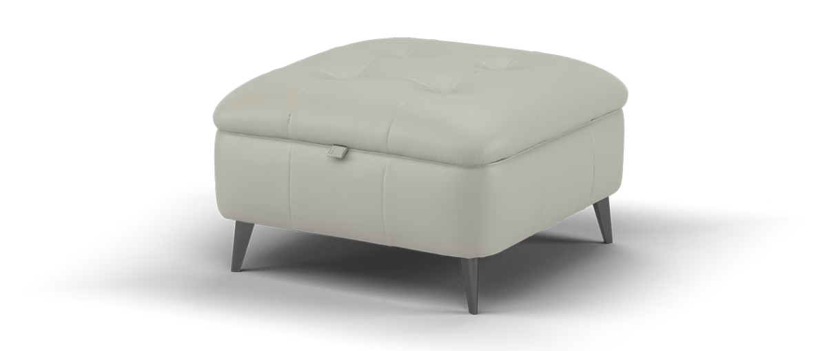 Sofology Milan Designer Footstool in Leather Light Grey