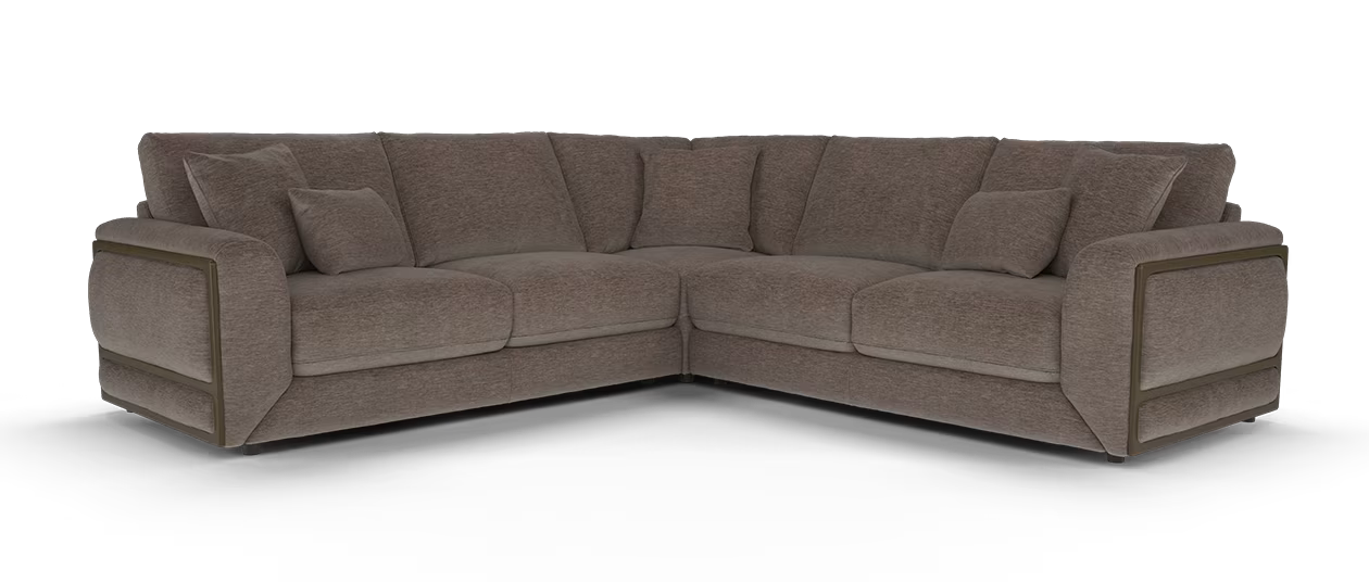 Sofology Rowen Fabric 4 Corner 3 in Luxury Deep Pile Chenille Mole