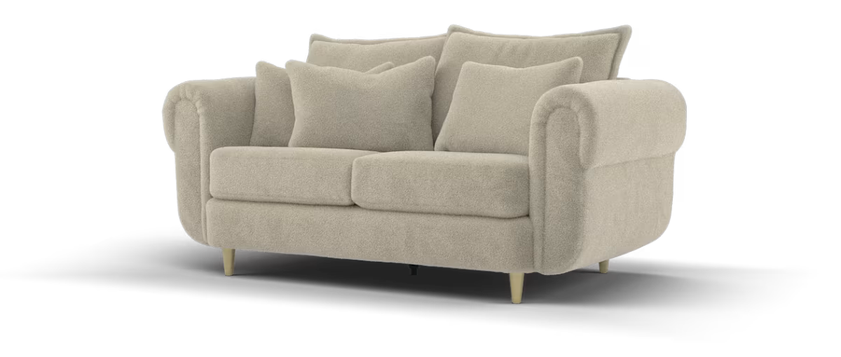 Sofology Chamonix Fabric 2 Seater in Soft Short Pile Faux Fur Natural