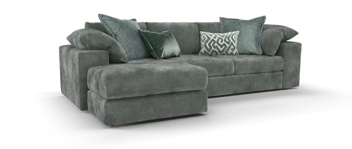 Sofology Harrington Fabric Chaise Small Sofa in Soft Slub Chenille Pine Mix