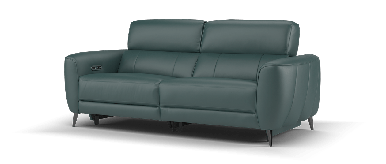 Sofology Arcadia Leather 2.5 Seater Power Recliner/Headrest in Trusty Embossed Peacock