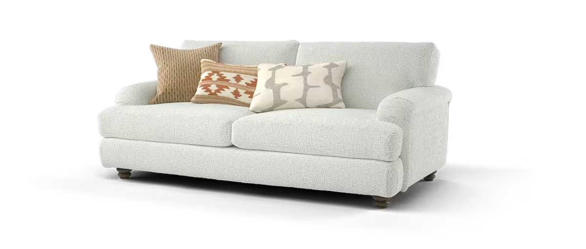 Sofology Hampton Fabric 2 Seater in Chunky Knit Chenille Natural/Burnt Sienna Mix