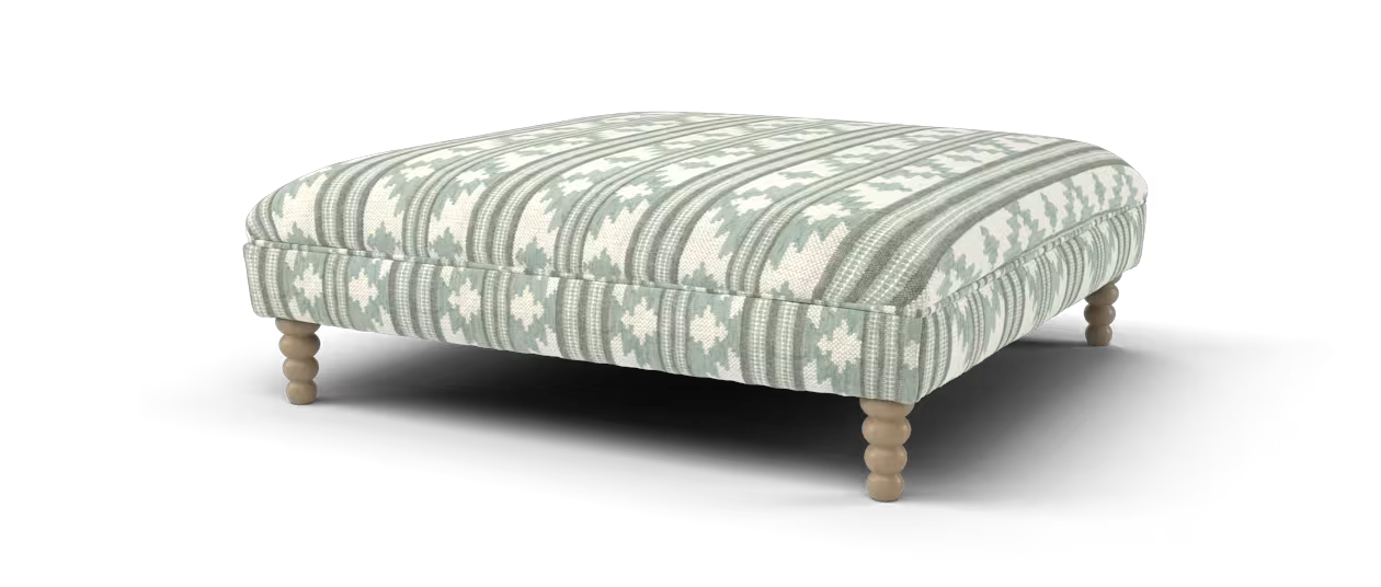 Sofology Hampton Fabric Designer Footstool in Boho Designer Fabric Sky