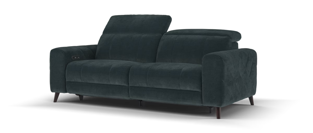 Sofology Allure 2.5 Seater Power Recliner/ Headrest/Heated Seat in Relaxed Chenille Ink