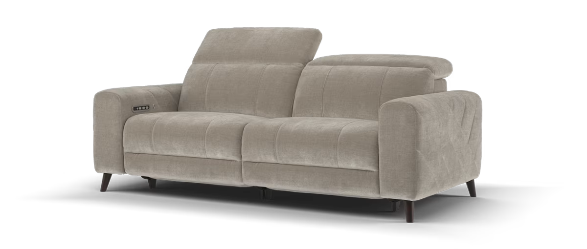 Sofology Allure Fabric 2.5 Seater Power Recliner/Headrest Heated Seats Lumbar Support in Relaxed Chenille Nutmeg