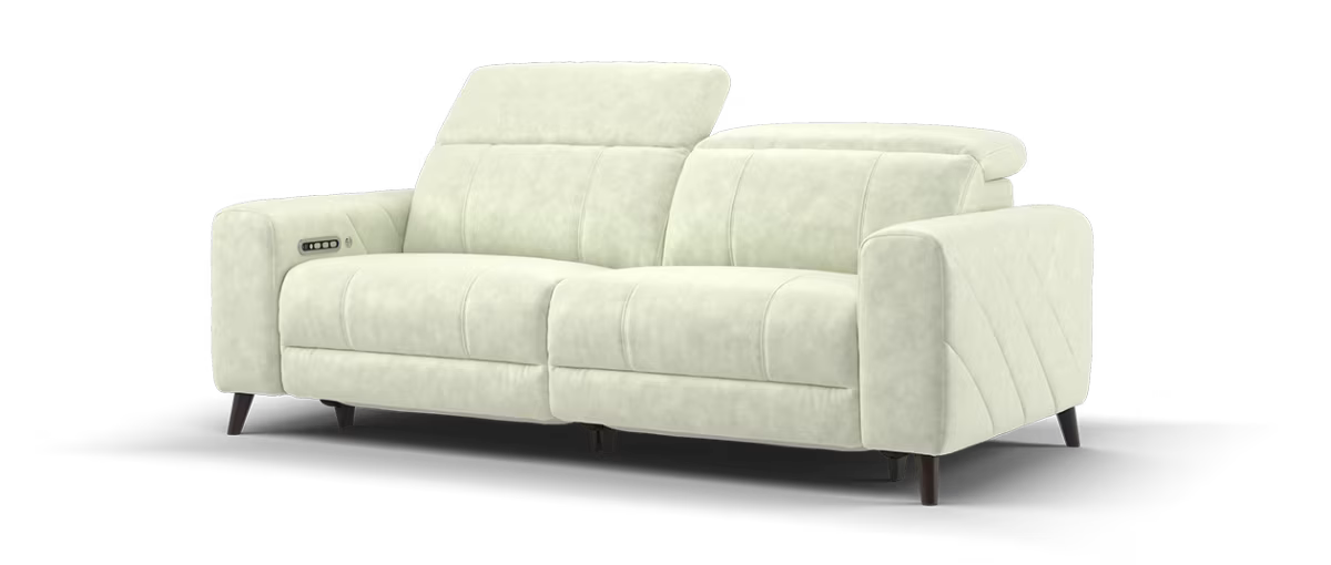 Sofology Allure Fabric 2.5 Seater Power Recliner/Headrest Heated Seats Lumbar Support Speakers in Lifestyle Flecked Fabric Ivory