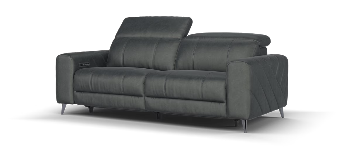 Sofology Allure Fabric 2.5 Seater Power Recliner/Headrest Lumbar Support in Lifestyle Flecked Charcoal