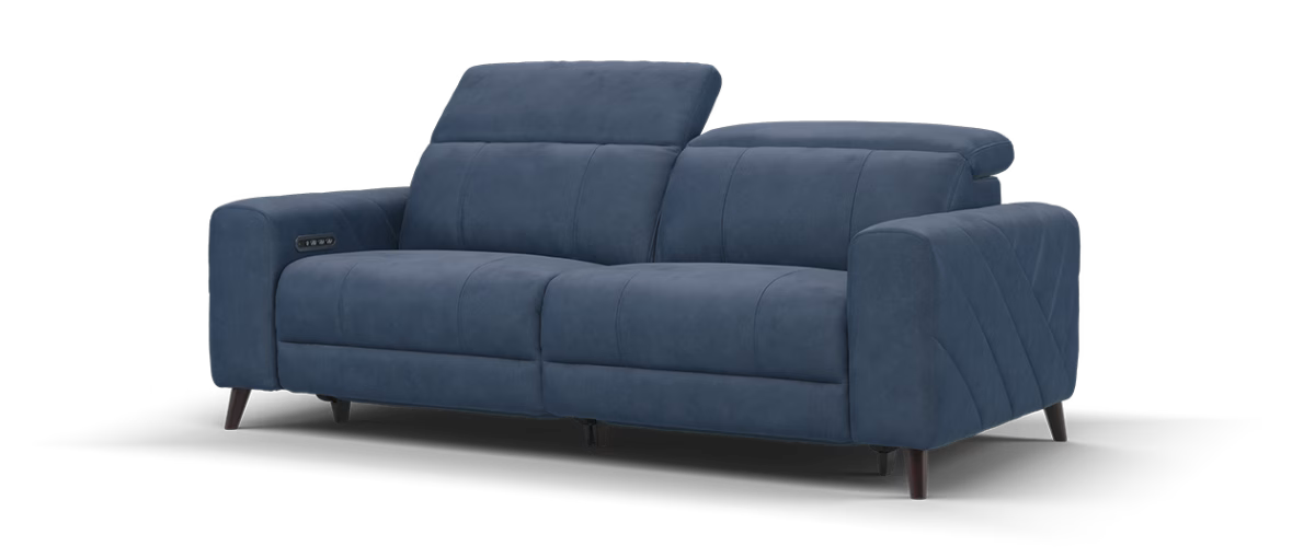 Sofology Allure Fabric 2.5 Seater Power Recliner/Headrest Lumbar Support in Lifestyle Flecked Navy