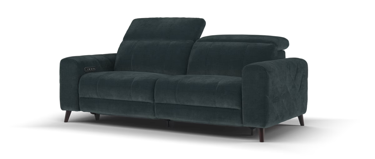 Sofology Allure Fabric 2.5 Seater Power Recliner/Headrest Lumbar Support Speakers in Relaxed Chenille Ink