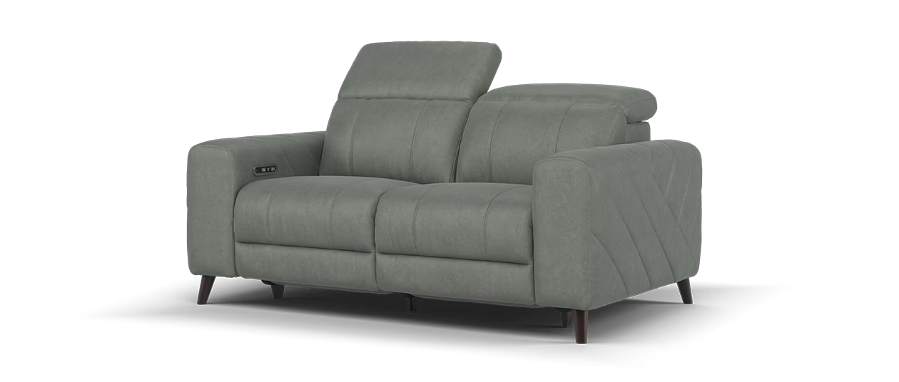 Sofology Allure 2 Seater Power Recliner/Headrest in Lifestyle Flecked Fabric Stone