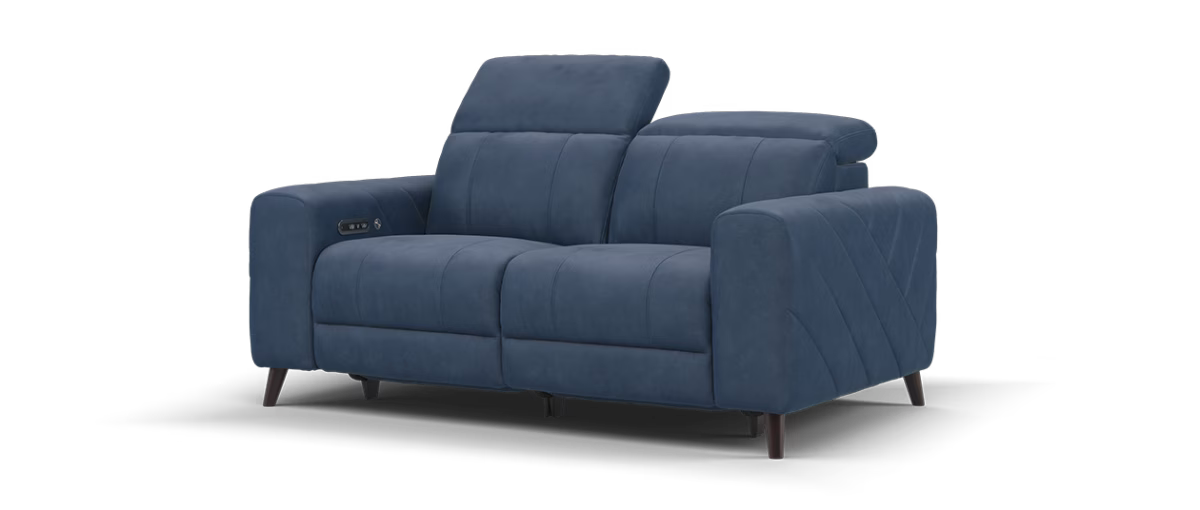 Sofology Allure Fabric 2 Seater Power Recliner/Headrest Heated Seats in Lifestyle Flecked Navy