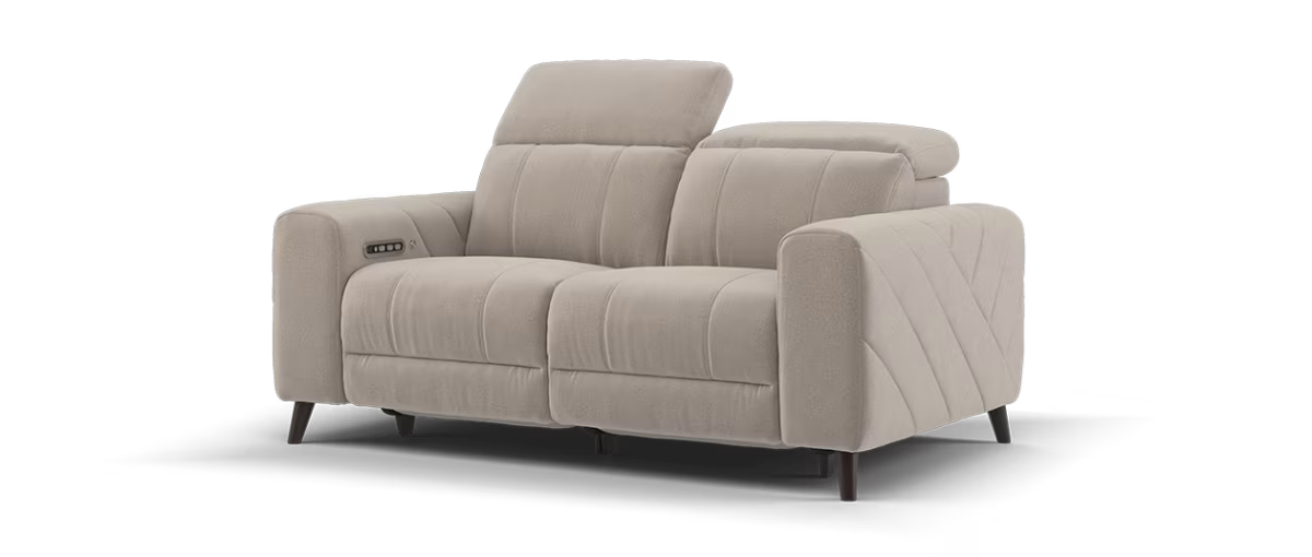 Sofology Allure Fabric 2 Seater Power Recliner/Headrest Heated Seats Lumbar Support in Lifestyle Flecked Fabric Nutmeg