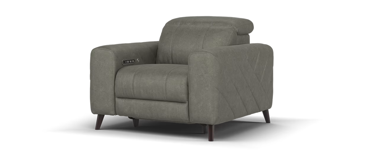 Sofology Allure Fabric Chair Power Recliner/Headrest in Mocha