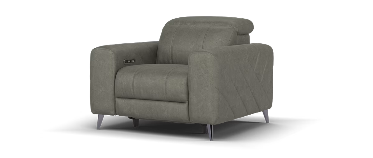 Sofology Allure Fabric Chair Power Recliner/Headrest Speakers in Lifestyle Flecked Mocha