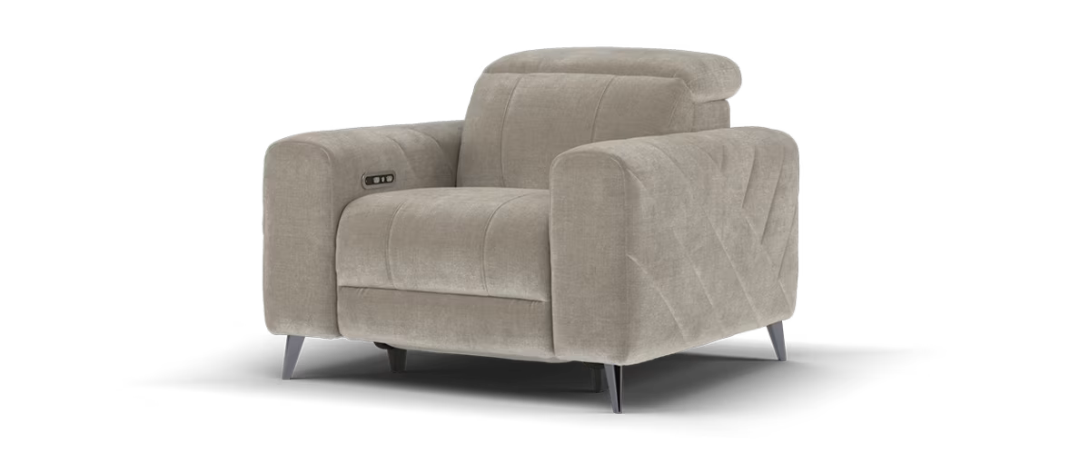 Sofology Allure Fabric Chair Power Recliner/Headrest in Relaxed Chenille Nutmeg