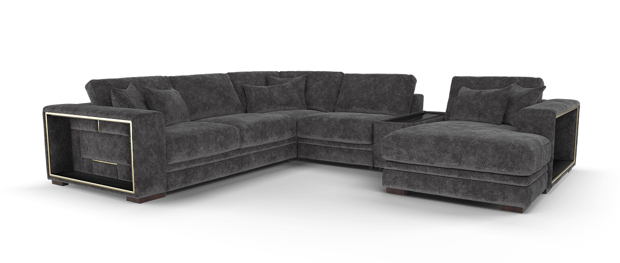 Sofology Obsidian Fabric 3 Corner 3 Chaise Console in Luxury Textured Chenille Anthracite