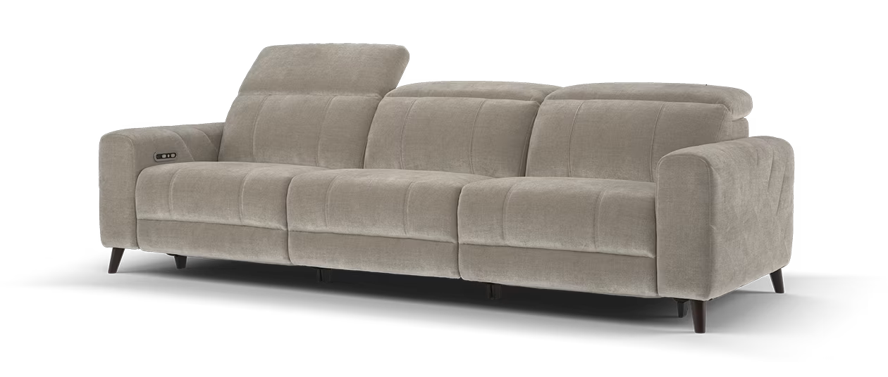 Sofology Allure Fabric 3 Seater Power Recliner/Headrest in Nutmeg