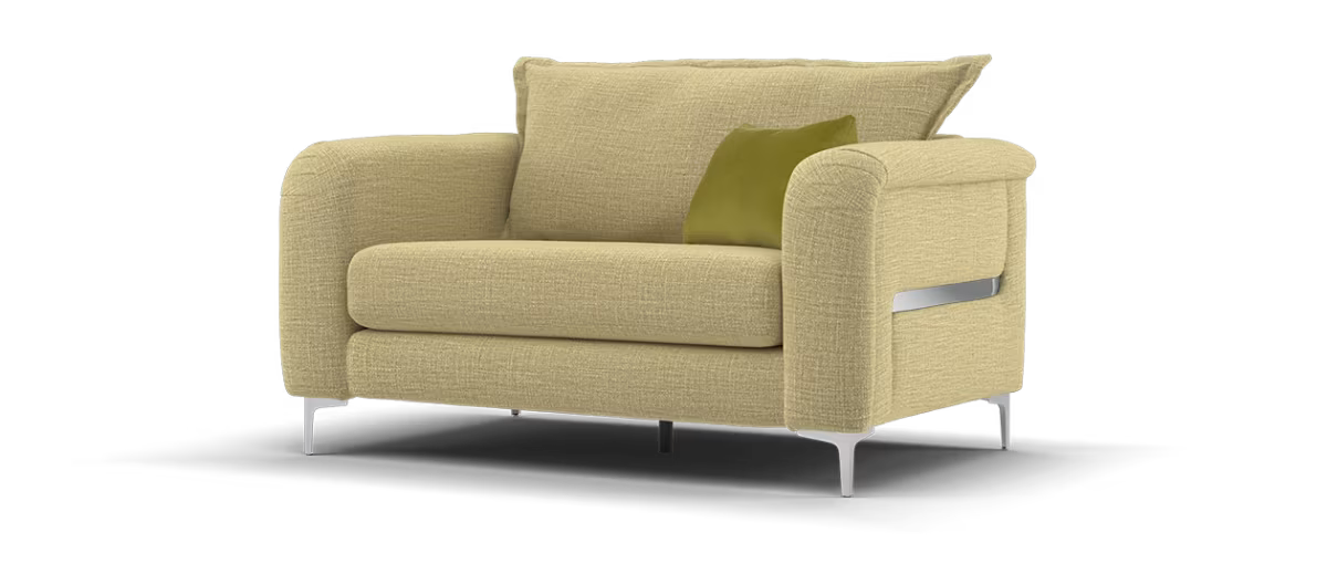 Sofology Eastwood Fabric Loveseat with Silver Trim in Soft Woven Chenille Khaki Mix