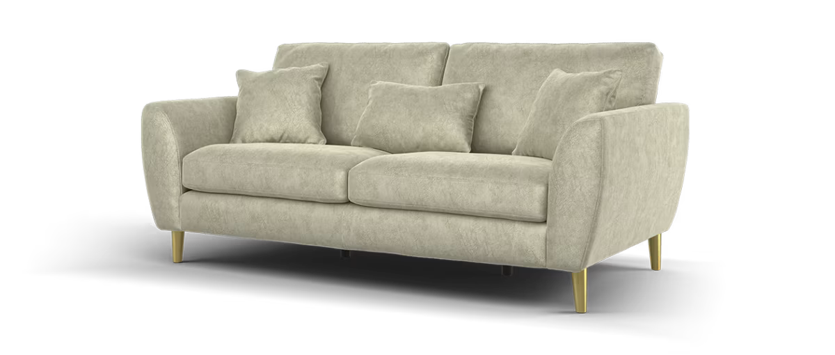 Sofology Hackney Fabric 3 Seater Sprung Seats in Lifestyle Dapple Fabric Stone