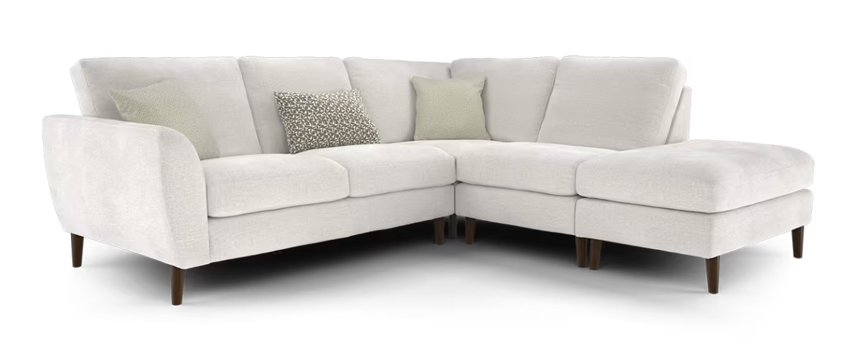 Sofology Hackney Fabric 2 Corner 1 Chaise Sprung Seats in Linen Look Chenille Mist Mix
