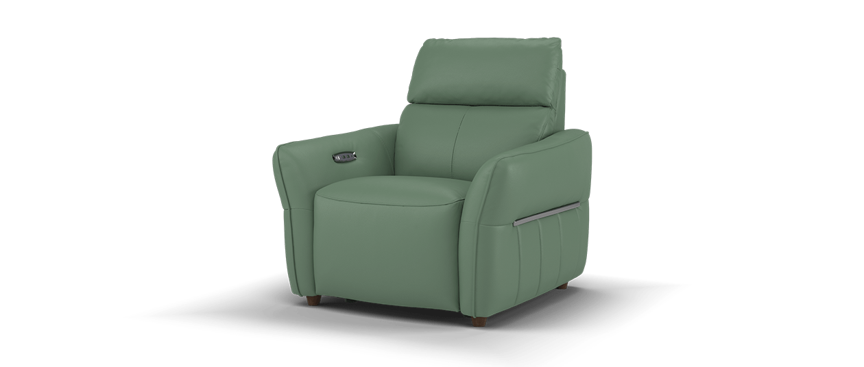 Sofology Elara Power Recliner Chair With Head rest, Heated Seat & Speakers In Sage Green