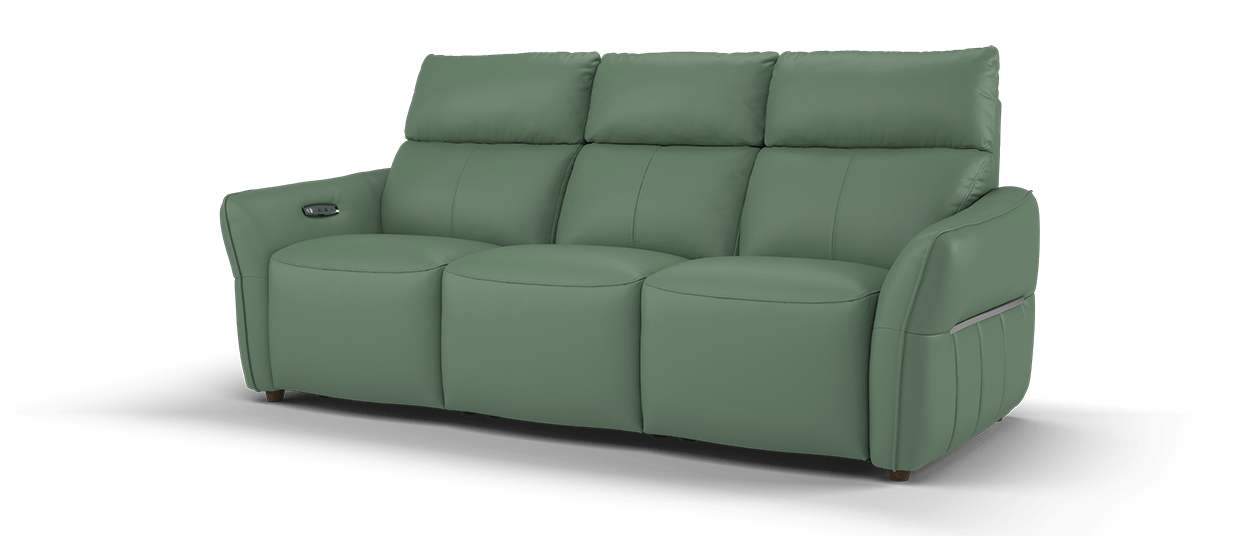 Sofology Elara 3 Seater Power Recliner With Power Headrest In Sage Green