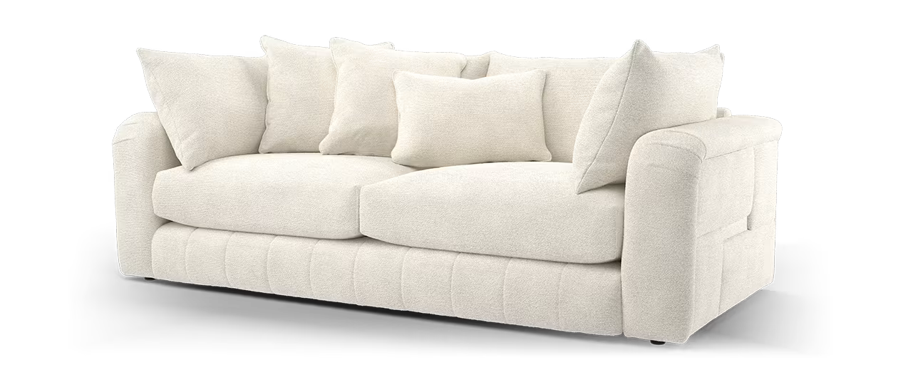 Sofology Westwood Fabric 3 Seater No Trim in Soft Boucle Ecru All Over