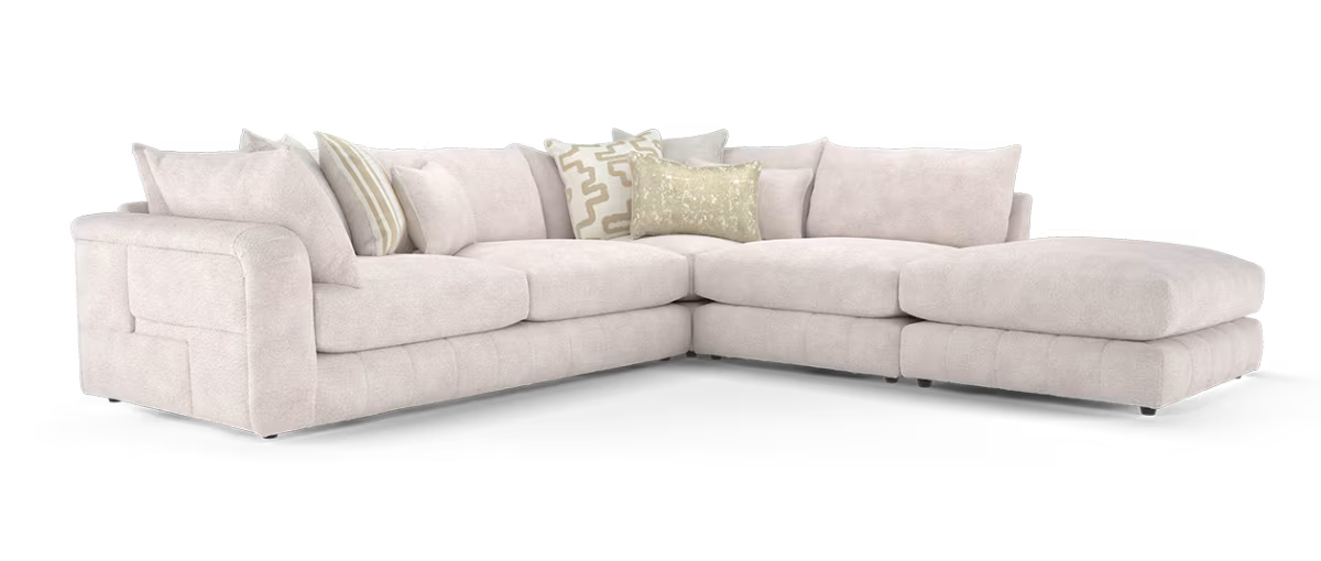 Sofology Westwood Fabric 3 Corner 1 Chaise No Trim in Soft Boucle Blush Mix