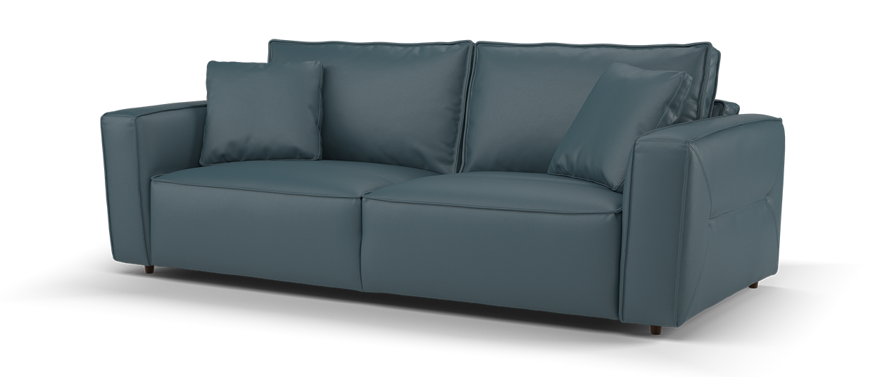 Sofology Palazzo Leather 3 Seater without Trim in Trusty Matt Steel Blue
