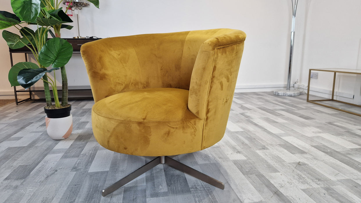 Islington 1 Seater - Fabric Swivel Chair - Mustard All Over