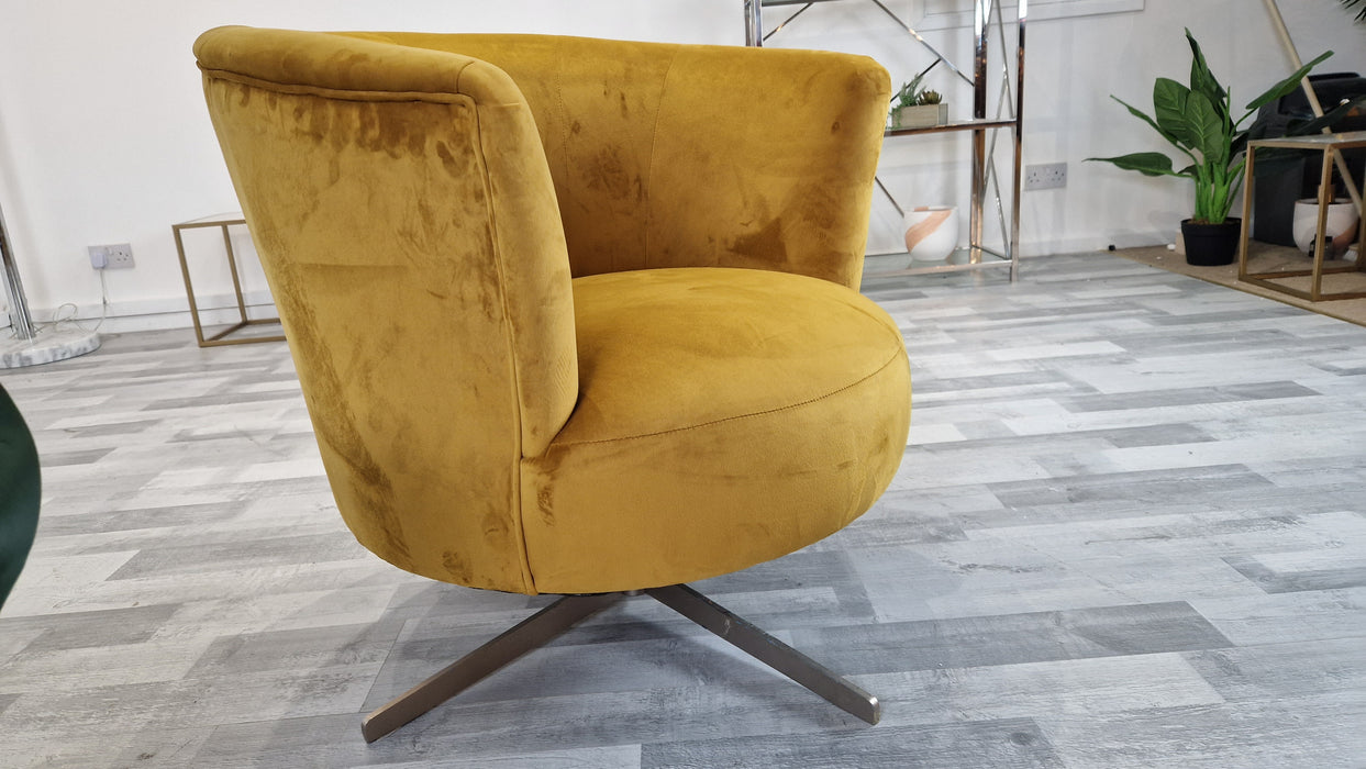 Islington 1 Seater - Fabric Swivel Chair - Mustard All Over