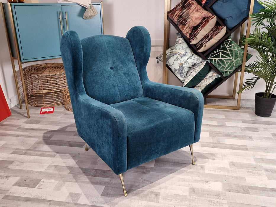 Midland Hill Chair - Fabric Wingback Chair - Chamonix Teal